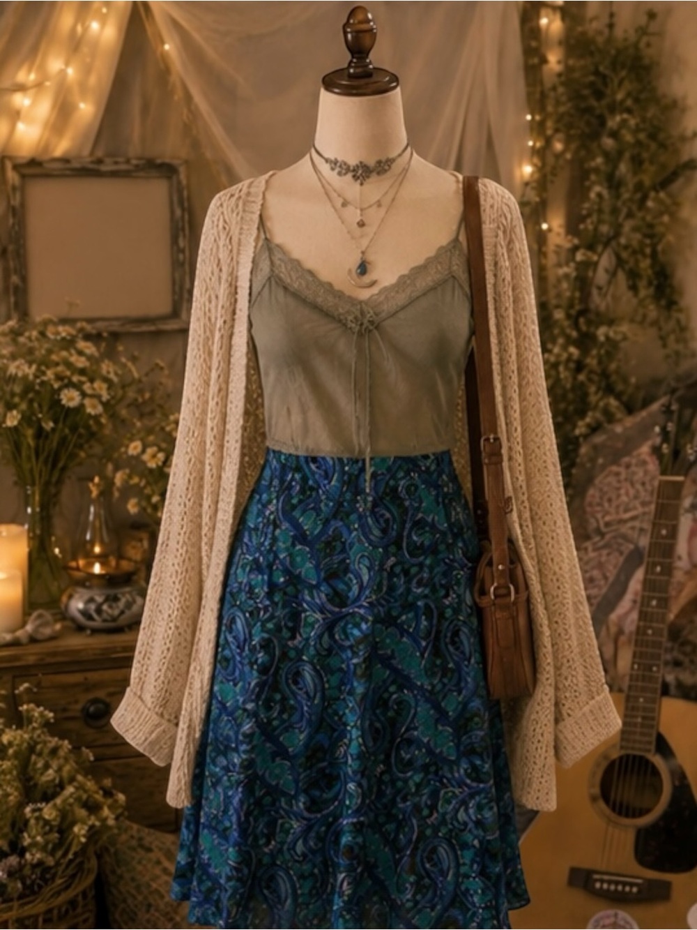 VTG Womens‎ Y2K 90s Paisley Floral Skirt Sz 10 Midi Fairy Grunge Phoebe Flowy